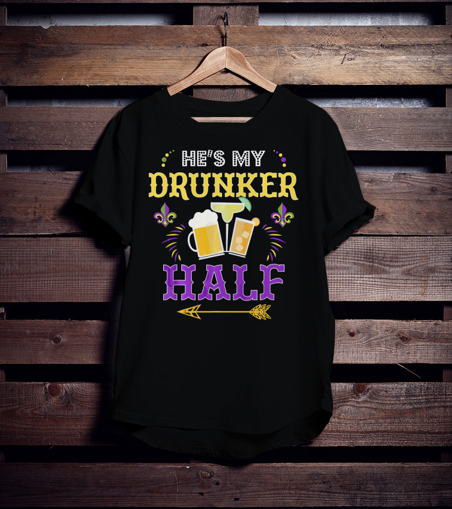 He's My Drunker Half Beer Cocktails Fleur-de-Lis Arrow T-Shirt