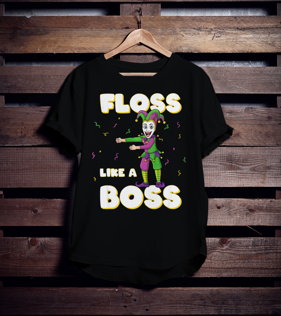 Floss Like A Boss Mardi Gras Joker Floss Jester Festive Dance T-Shirt