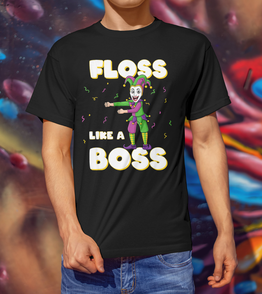 Floss Like A Boss Mardi Gras Joker Floss Jester Festive Dance T-Shirt