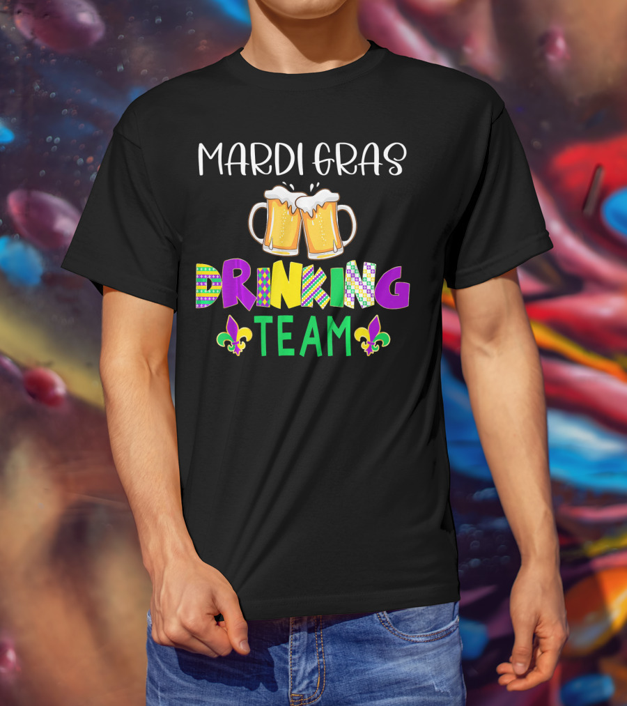 Mardi Gras Drinking Team Beer Whiskey Festival T-Shirt