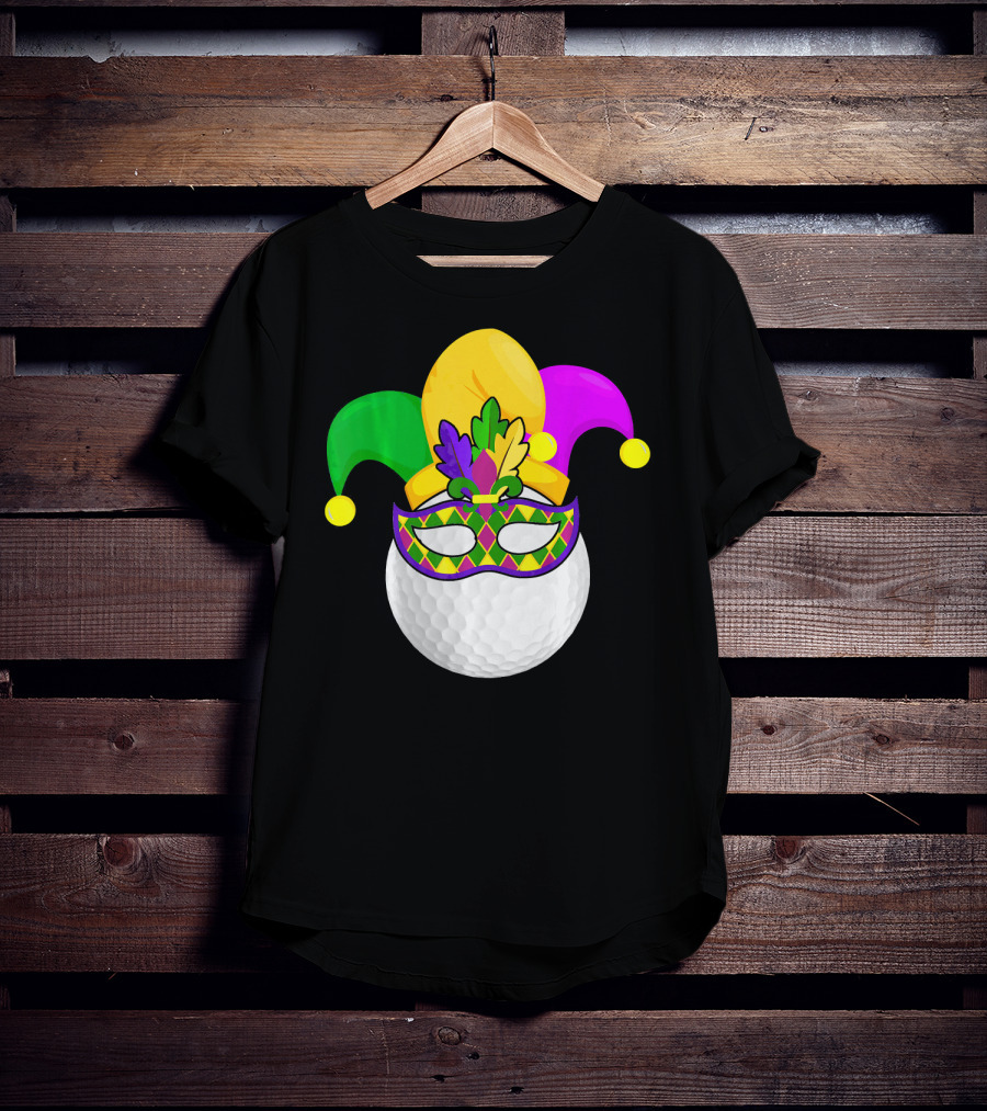 Golf Ball Mardi Gras Jester Hat Carnival Mask T-Shirt