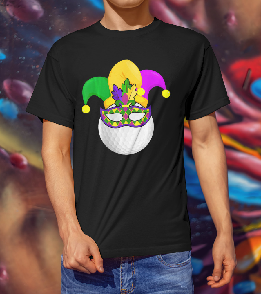 Golf Ball Mardi Gras Jester Hat Carnival Mask T-Shirt
