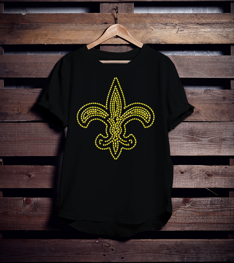 Black And Gold Bevel Mosaic Fleur De Lis New Orleans T-Shirt