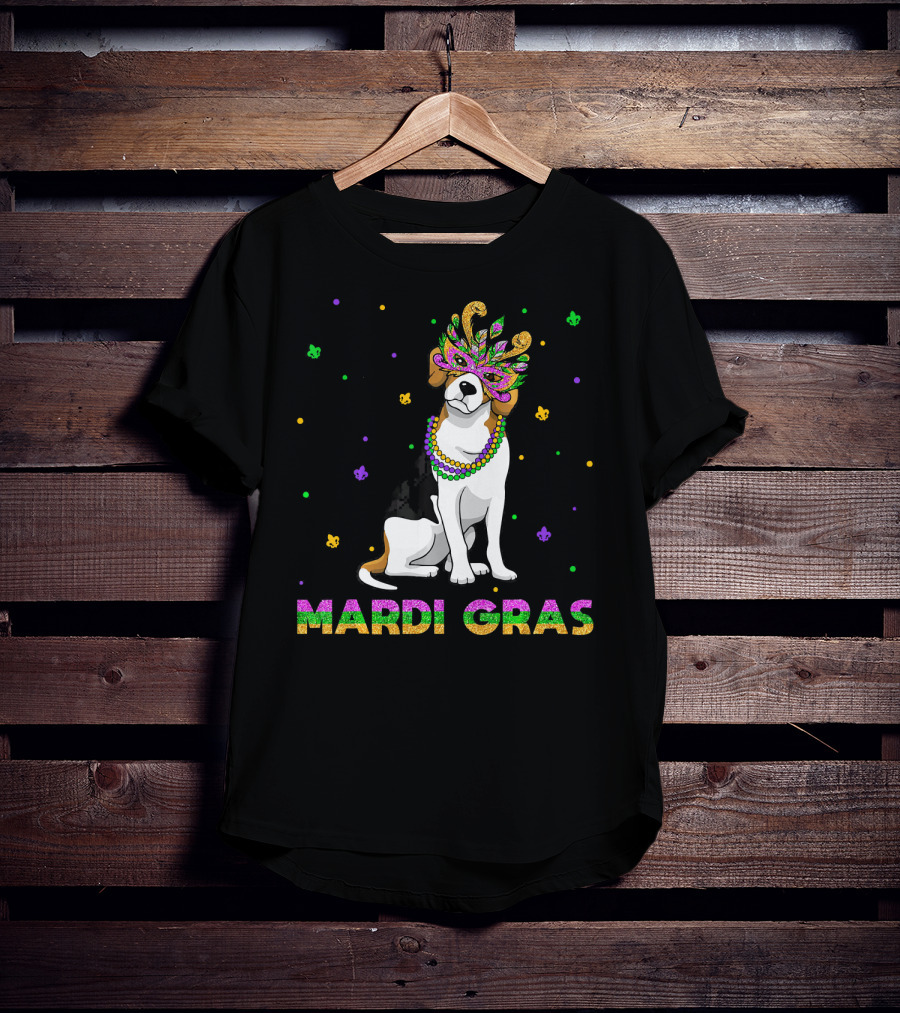 Jack Russell Terrier Mardi Gras Mask Beads Fun T-Shirt