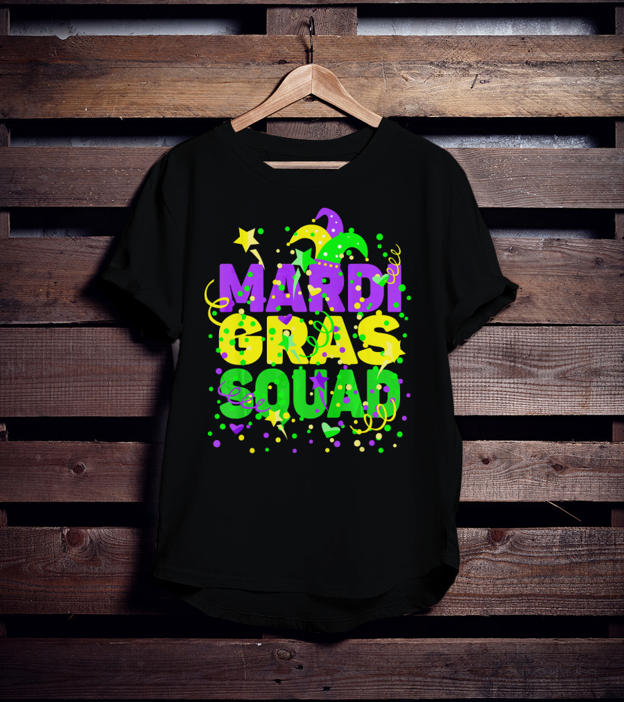 Mardi Gras Squad Stars And Celebration Elements T-Shirt