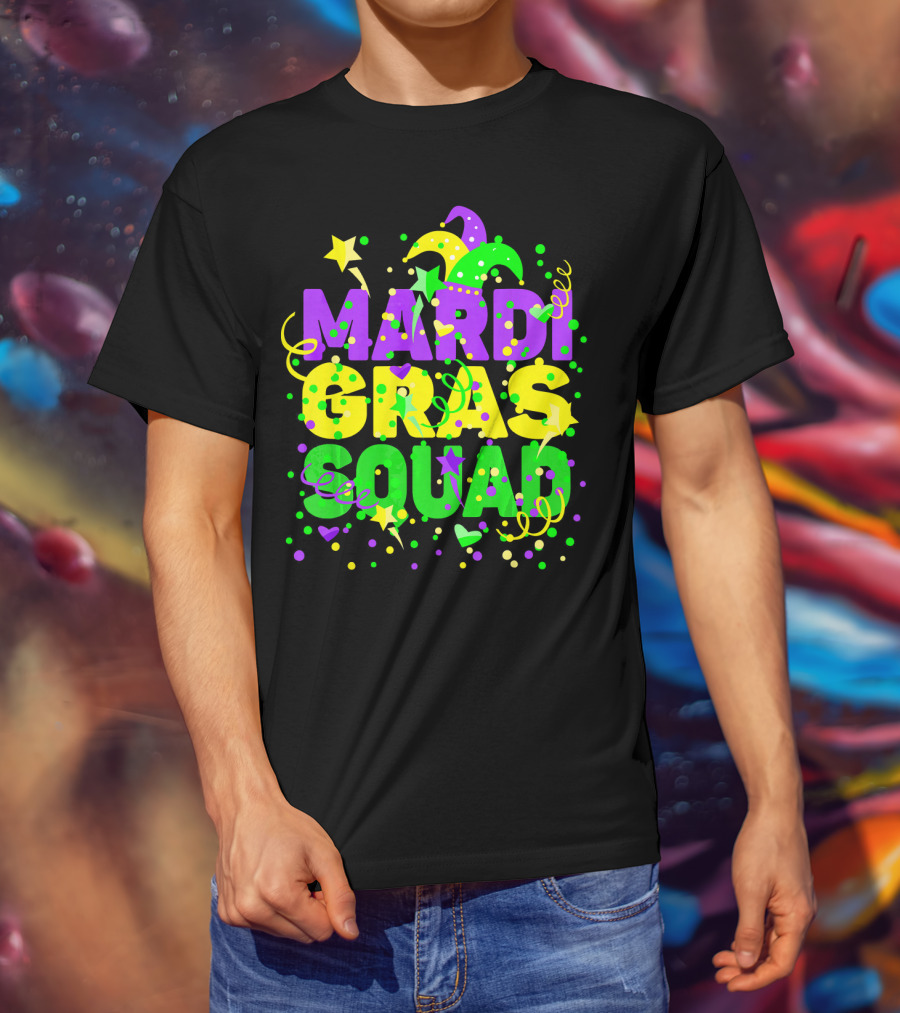 Mardi Gras Squad Stars And Celebration Elements T-Shirt