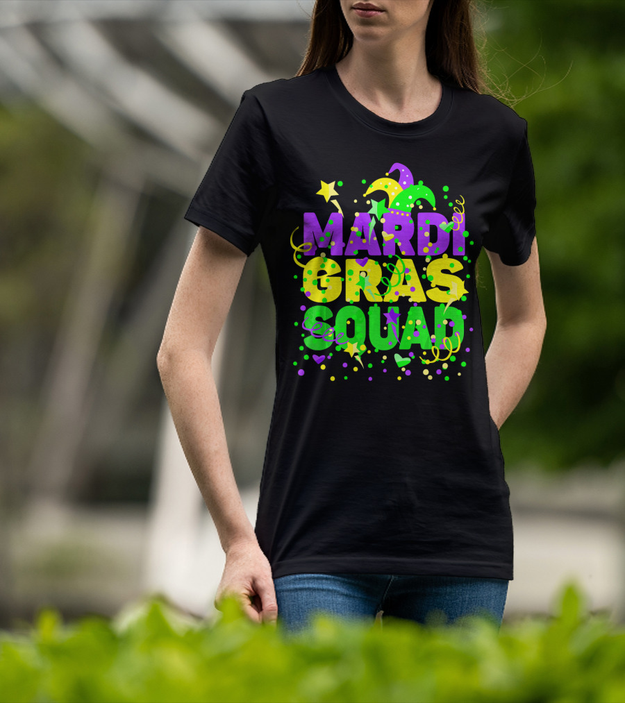 Mardi Gras Squad Stars And Celebration Elements T-Shirt