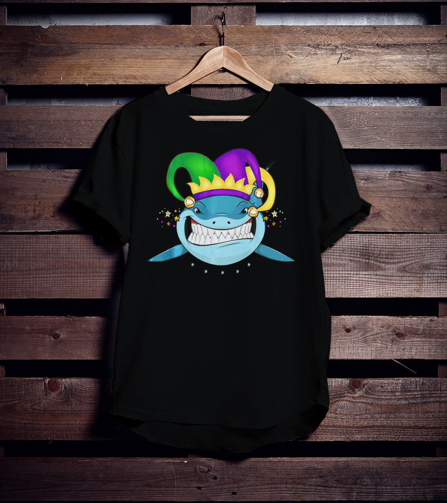 Shark Mardi Gras Jester Hat Festival For Boys And Girls T-Shirt