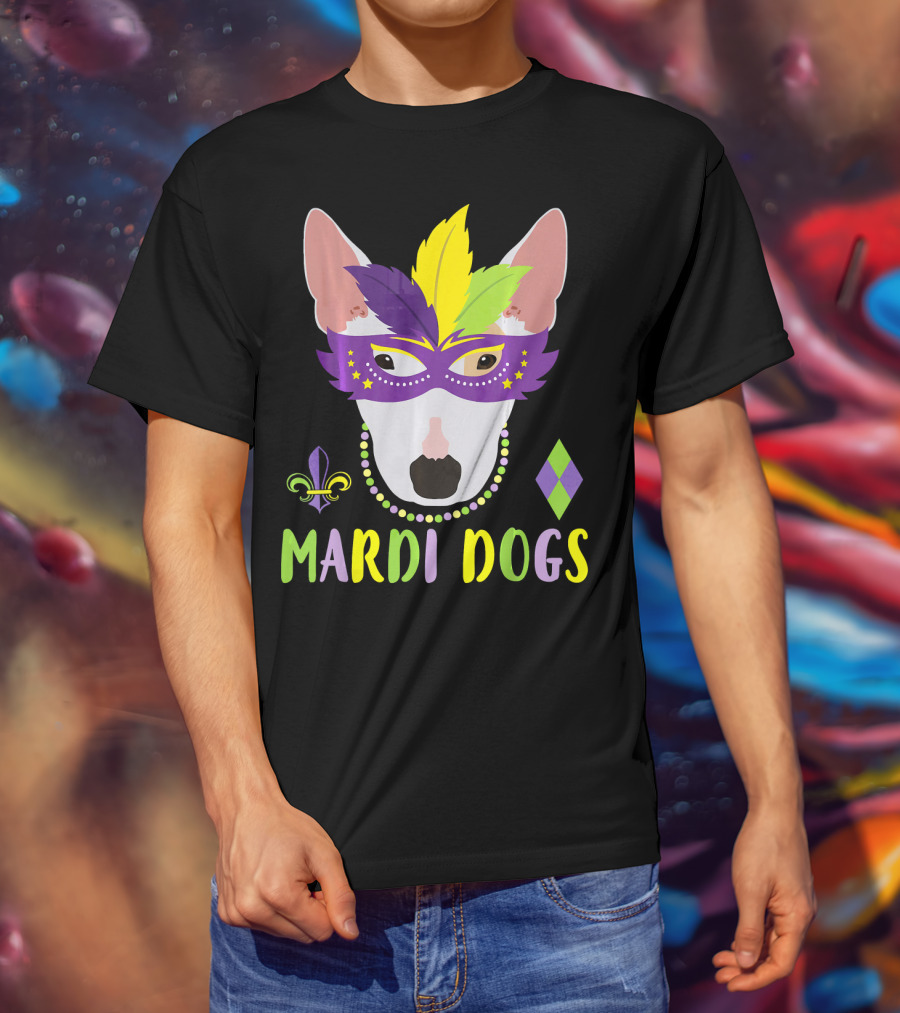 Bull Terrier Mardi Gras Costume Mardi Dogs T-Shirt