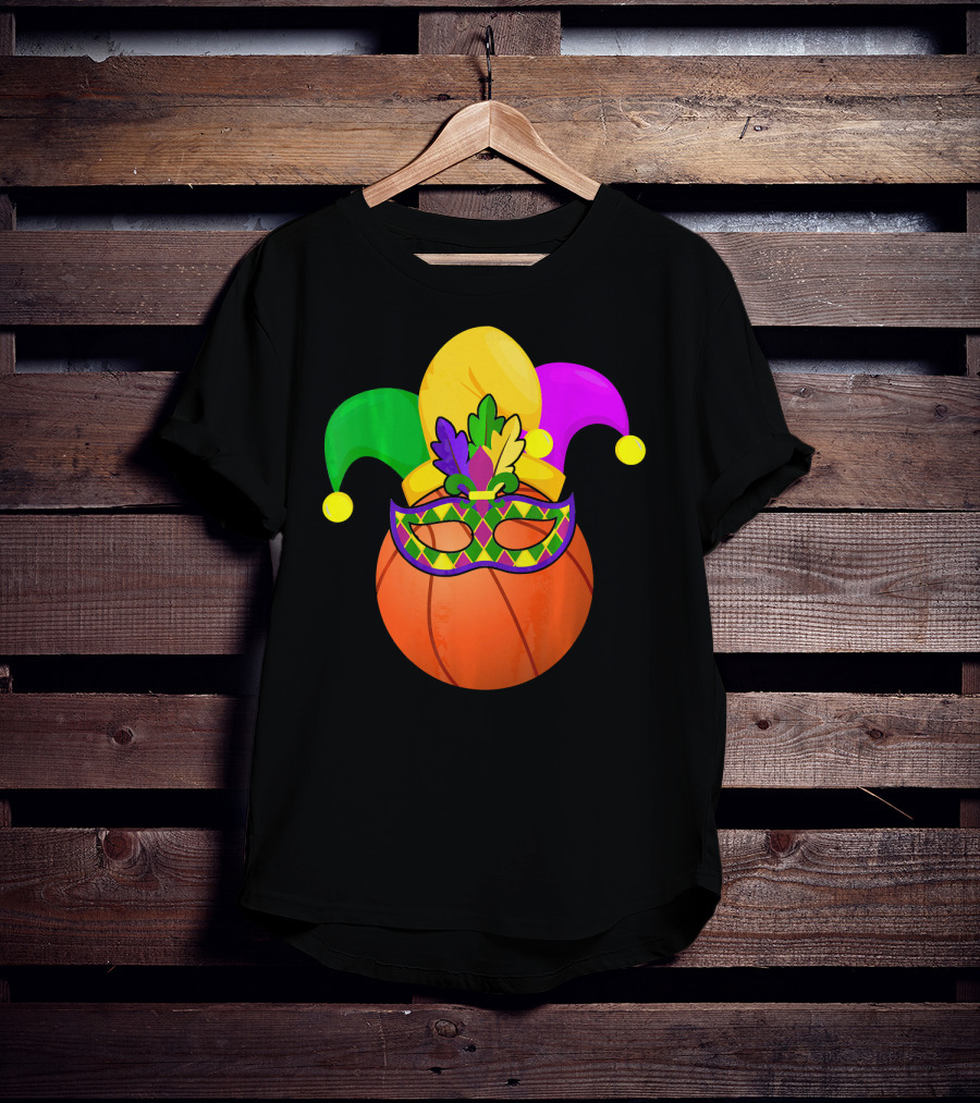 Basketball Carnival Mardi Gras Mask Jester Hat T-Shirt