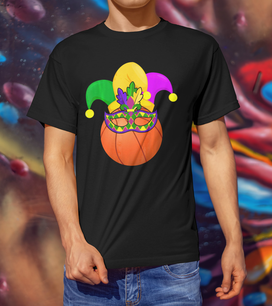 Basketball Carnival Mardi Gras Mask Jester Hat T-Shirt