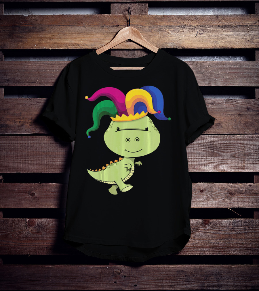 T Rex Dinosaur Jester Hat Mardi Gras T-Shirt