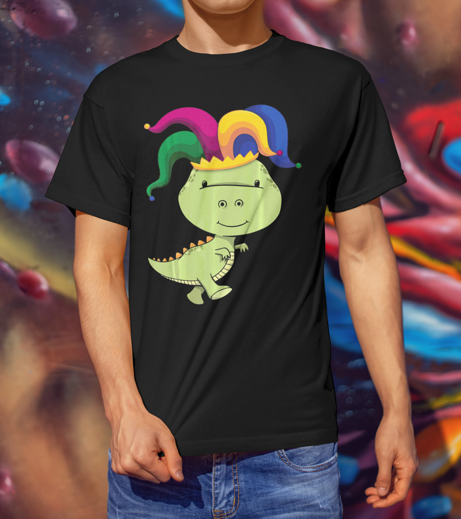 T Rex Dinosaur Jester Hat Mardi Gras T-Shirt