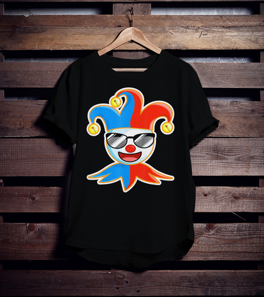 Joker Sunglasses Laughing Clown Jester Hat T-Shirt