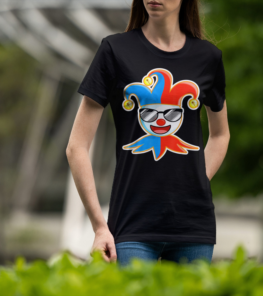 Joker Sunglasses Laughing Clown Jester Hat T-Shirt