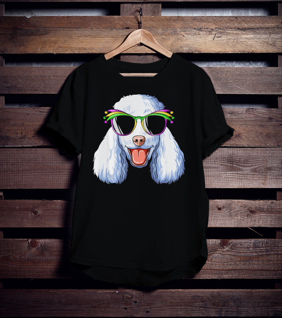 Poodle Mardi Gras Carnival Mask Sunglasses Happy Poodle T-Shirt