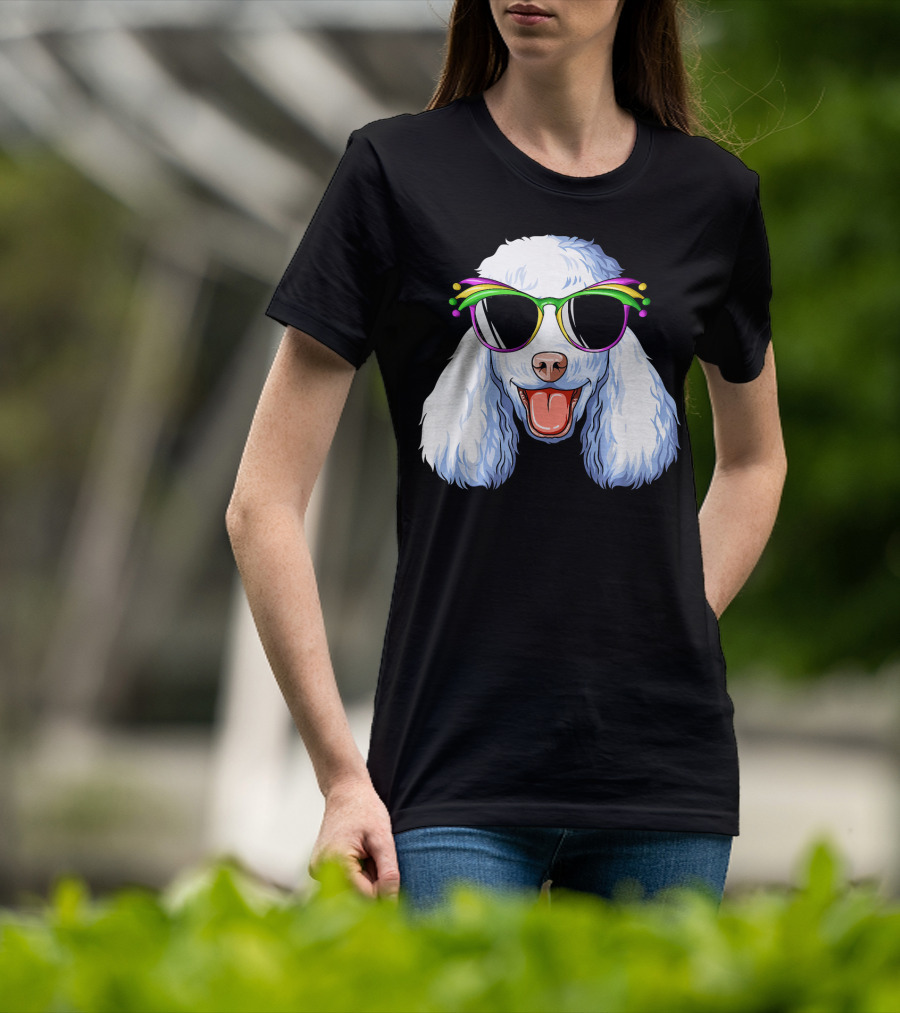 Poodle Mardi Gras Carnival Mask Sunglasses Happy Poodle T-Shirt