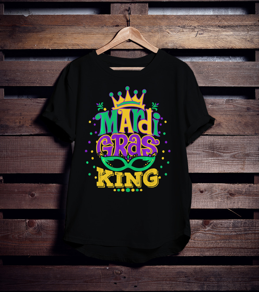 Mardi Gras King Crown Mask Confetti T-Shirt