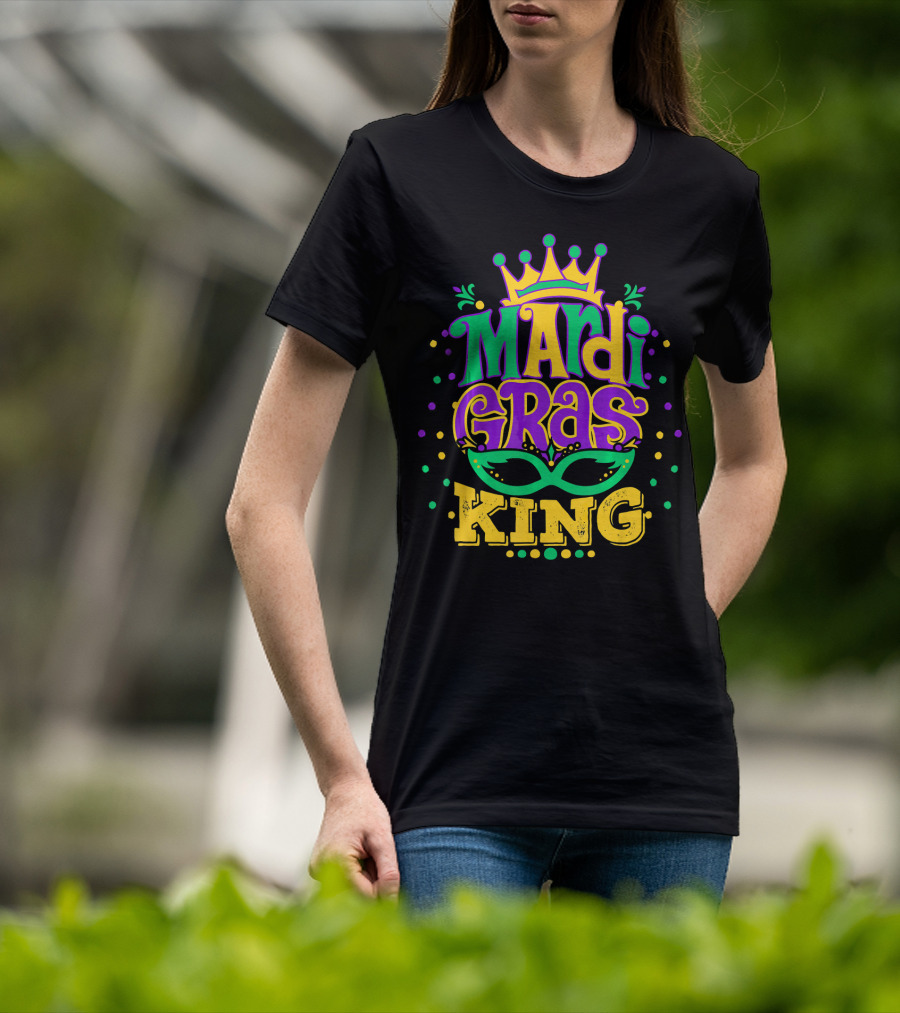 Mardi Gras King Crown Mask Confetti T-Shirt