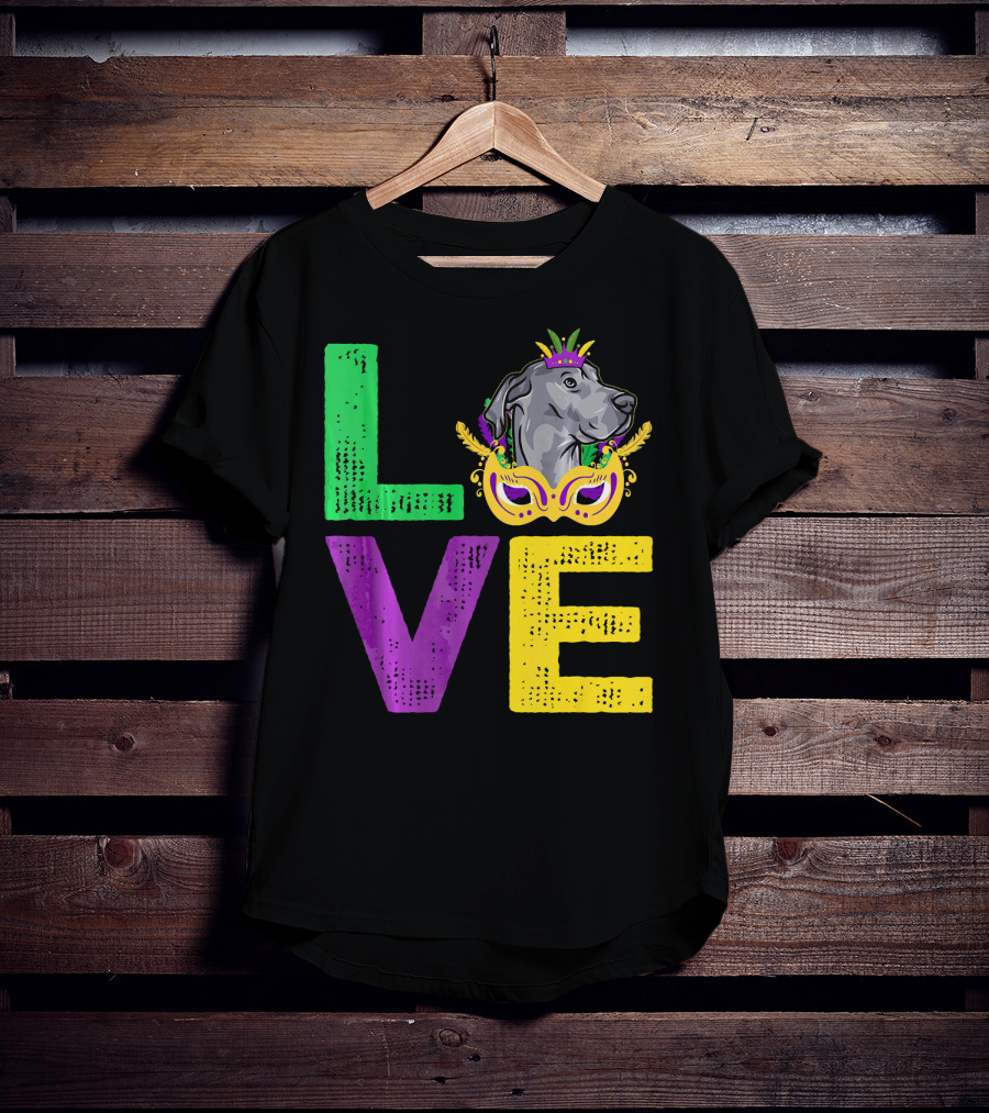 Love Cute Dane Dog Mardi Gras Dog Dad T-Shirt