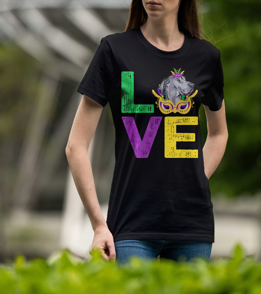 Love Cute Dane Dog Mardi Gras Dog Dad T-Shirt