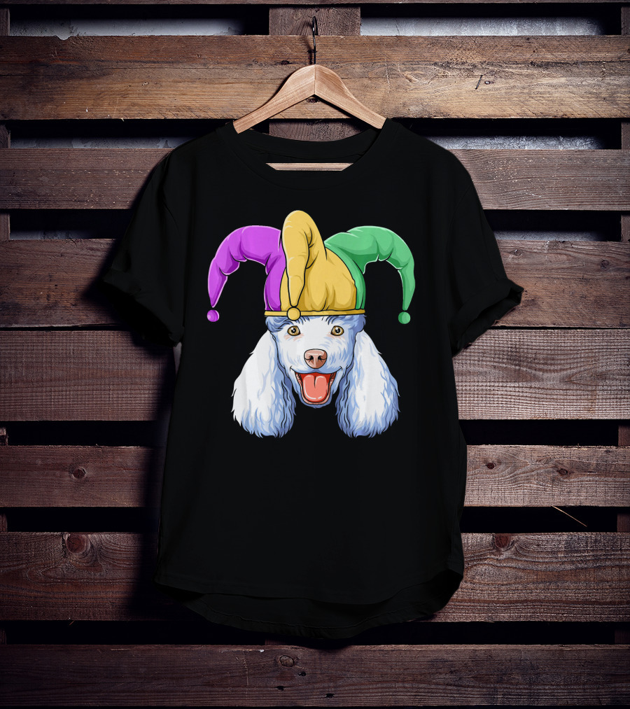 Mardi Gras Poodle Jester Hat Carnival Poodle T-Shirt