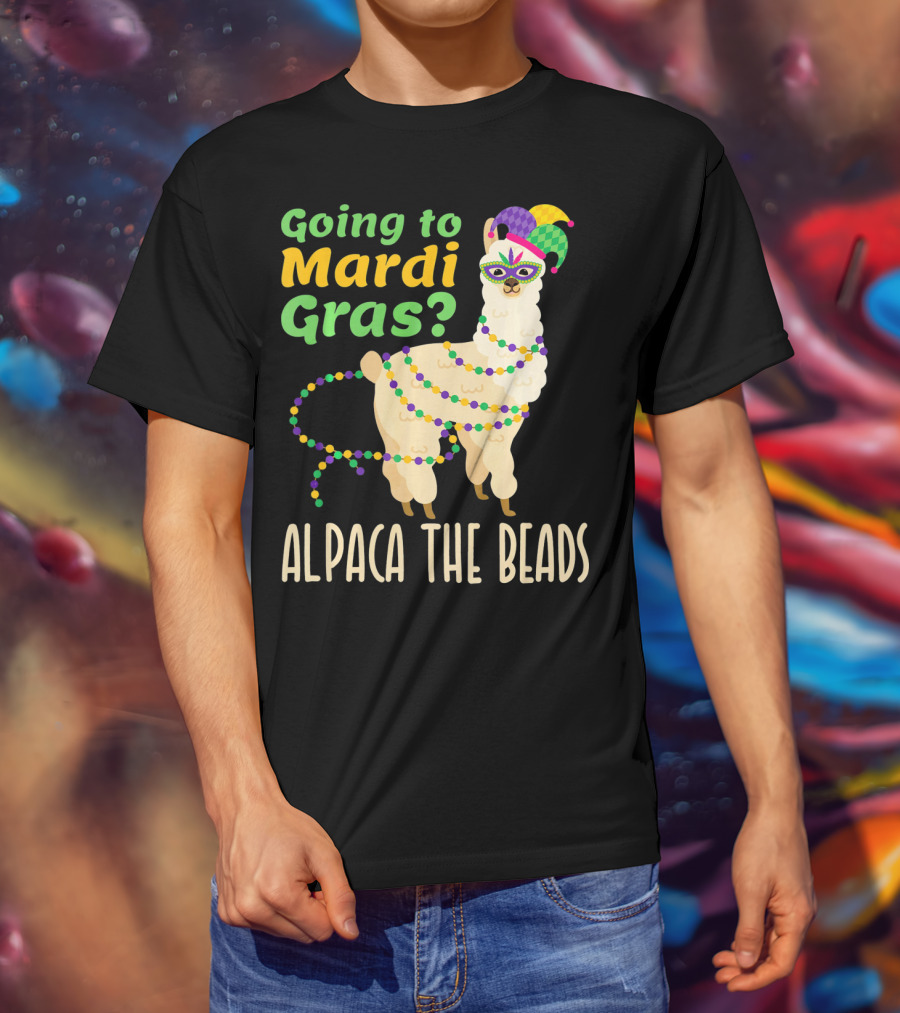 Going To Mardi Gras Alpaca The Beads T-Shirt
