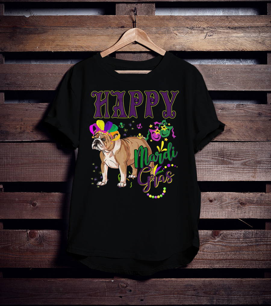 Happy Mardi Gras English Bulldog T-Shirt