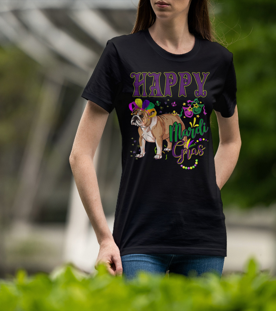 Happy Mardi Gras English Bulldog T-Shirt