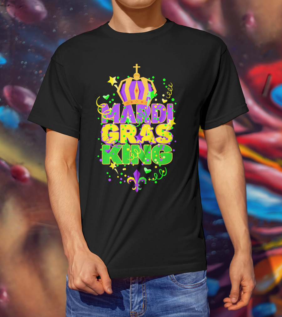Mardi Gras King Crown Colorful T-Shirt