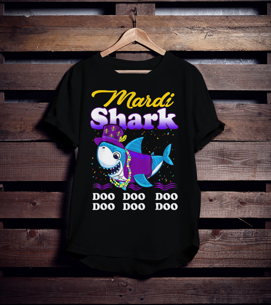 Mardi Shark Doo Doo Doo Doo Funny Mardi Gras T-Shirt