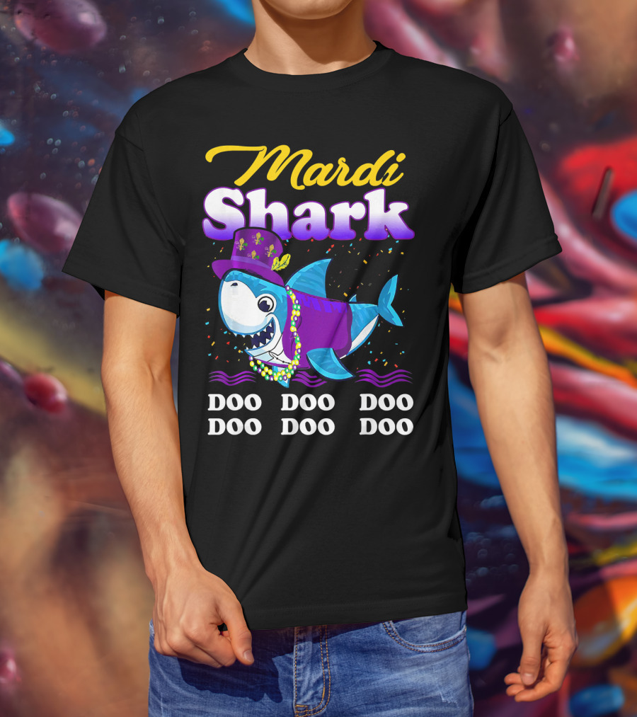 Mardi Shark Doo Doo Doo Doo Funny Mardi Gras T-Shirt