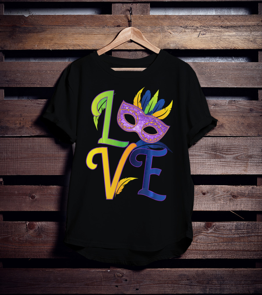 Love Mardi Gras Mask Honor New Orleans T-Shirt