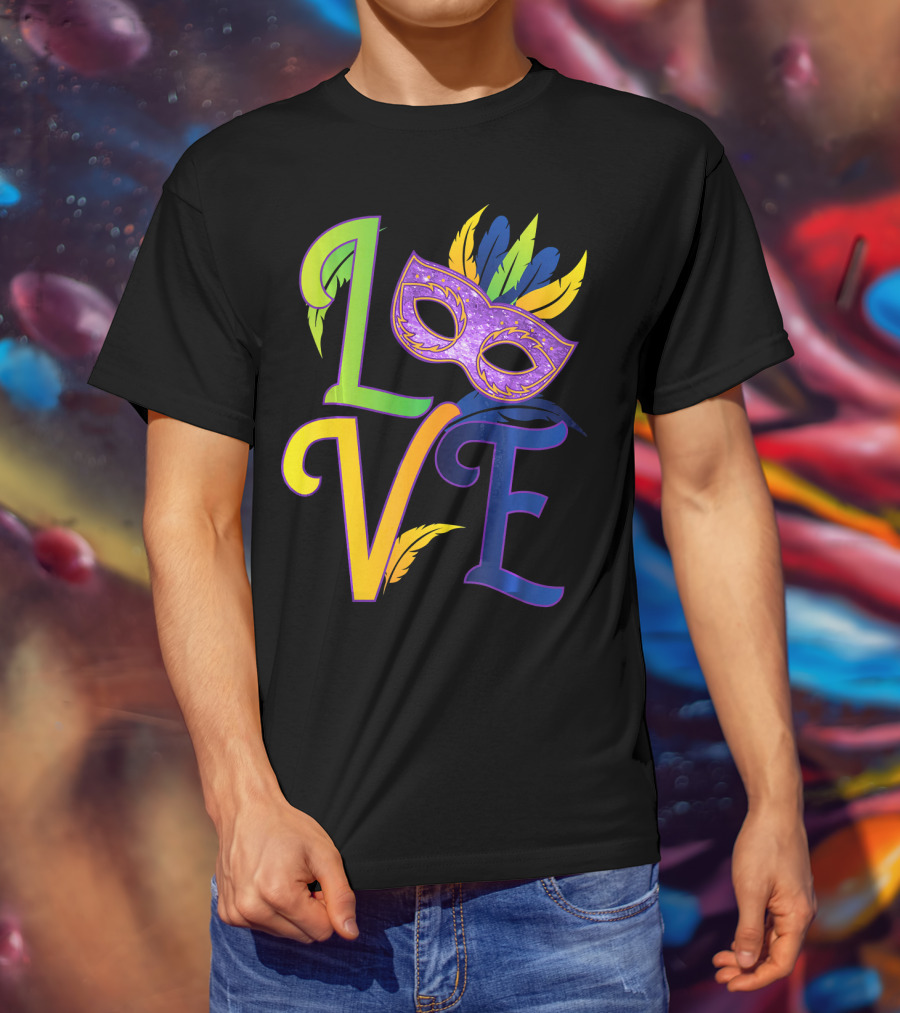 Love Mardi Gras Mask Honor New Orleans T-Shirt