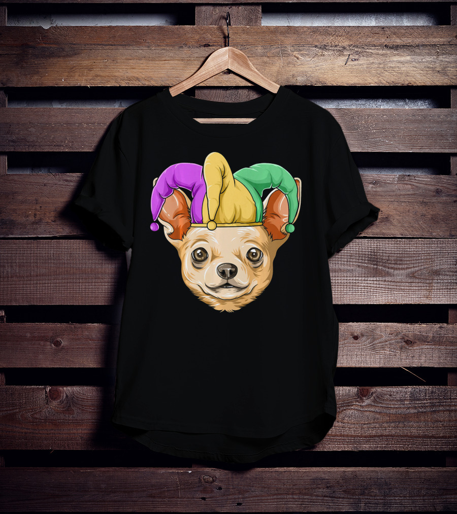 Mardi Gras Chihuahua Jester Hat Festival Carnival Dog T-Shirt
