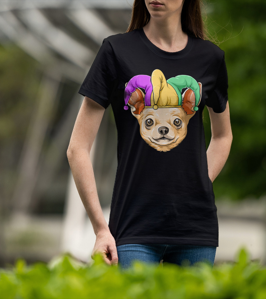 Mardi Gras Chihuahua Jester Hat Festival Carnival Dog T-Shirt