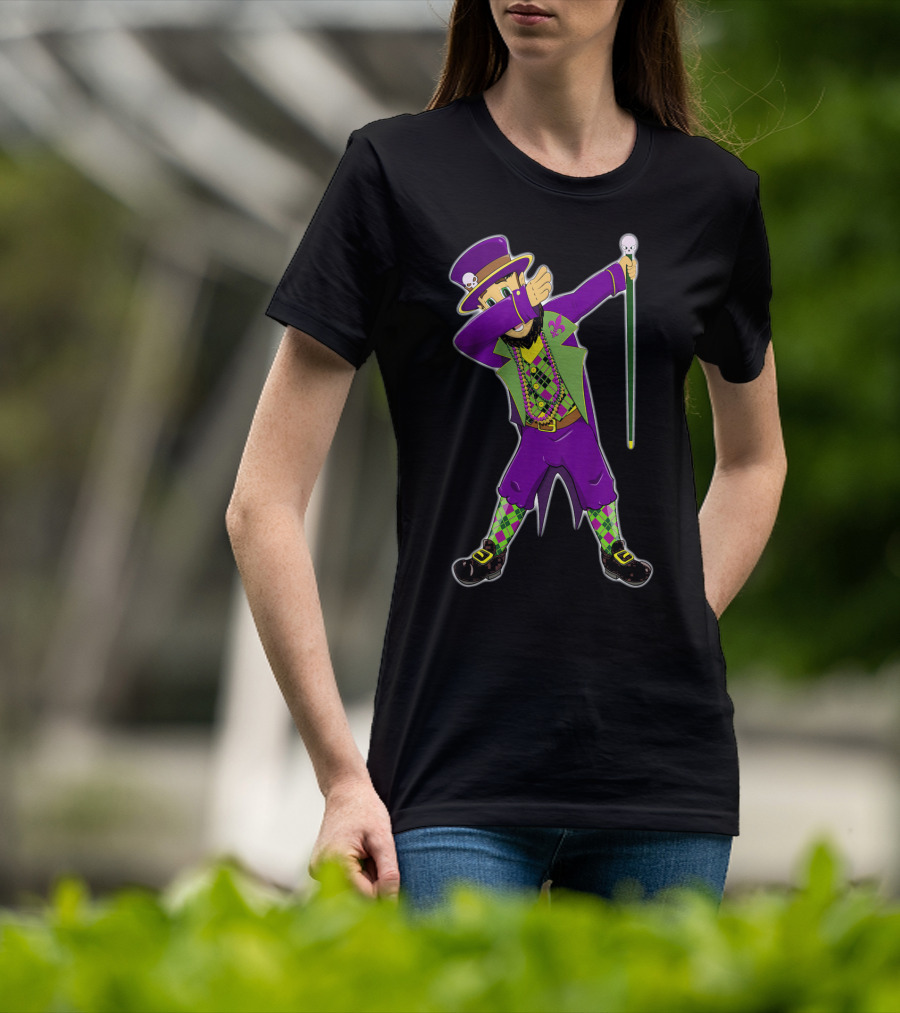 Kids Mardi Gras Jester Dabbing Colorful Costume T-Shirt