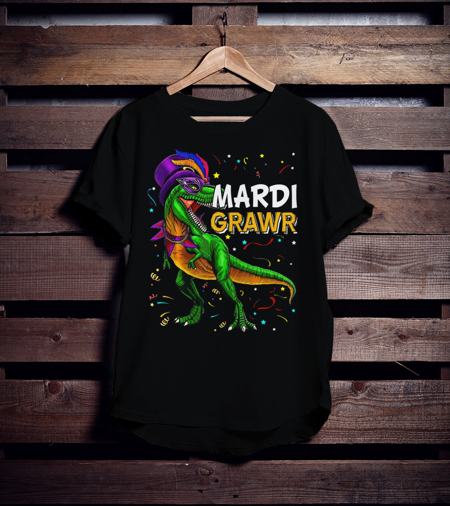 Mardi Grawr Dinosaur Mardi Gras Costume Party Fun T-Shirt