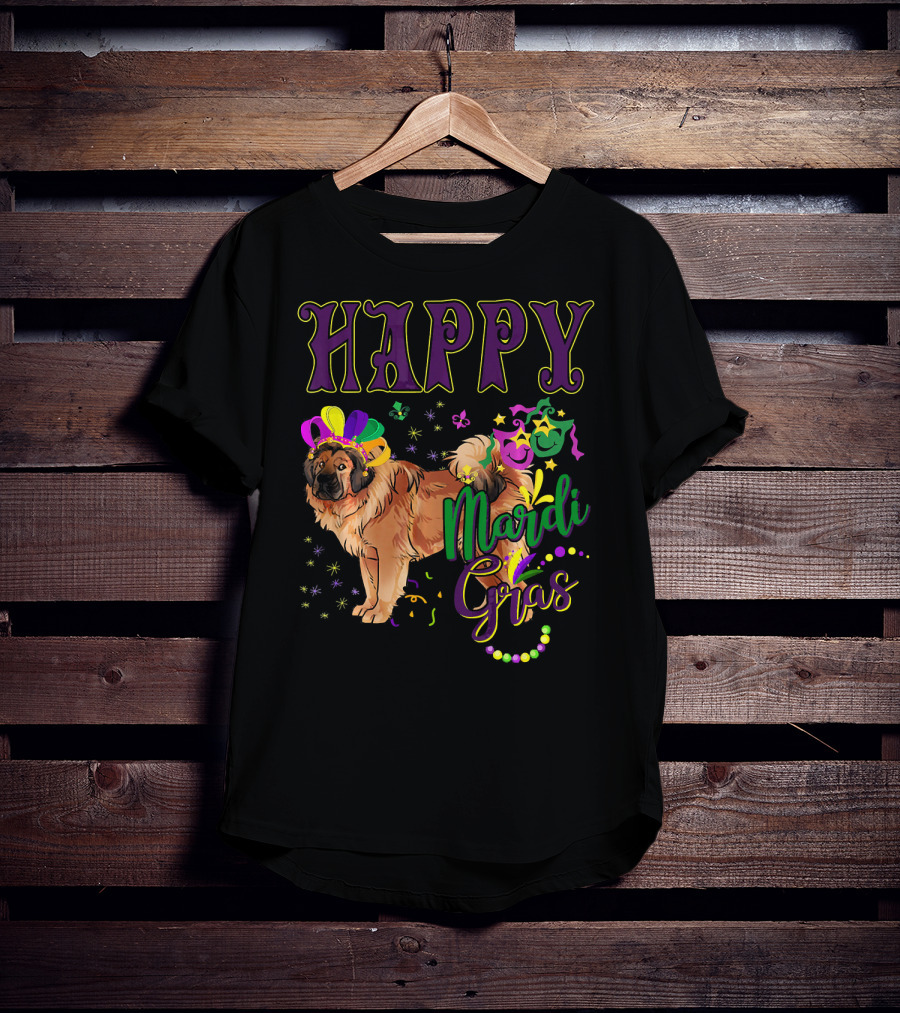 Happy Mardi Gras Tibetan Mastiff Beads And Masks T-Shirt