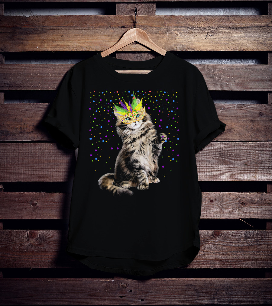 Mardi Gras Cat Mask Party In New Orleans T-Shirt