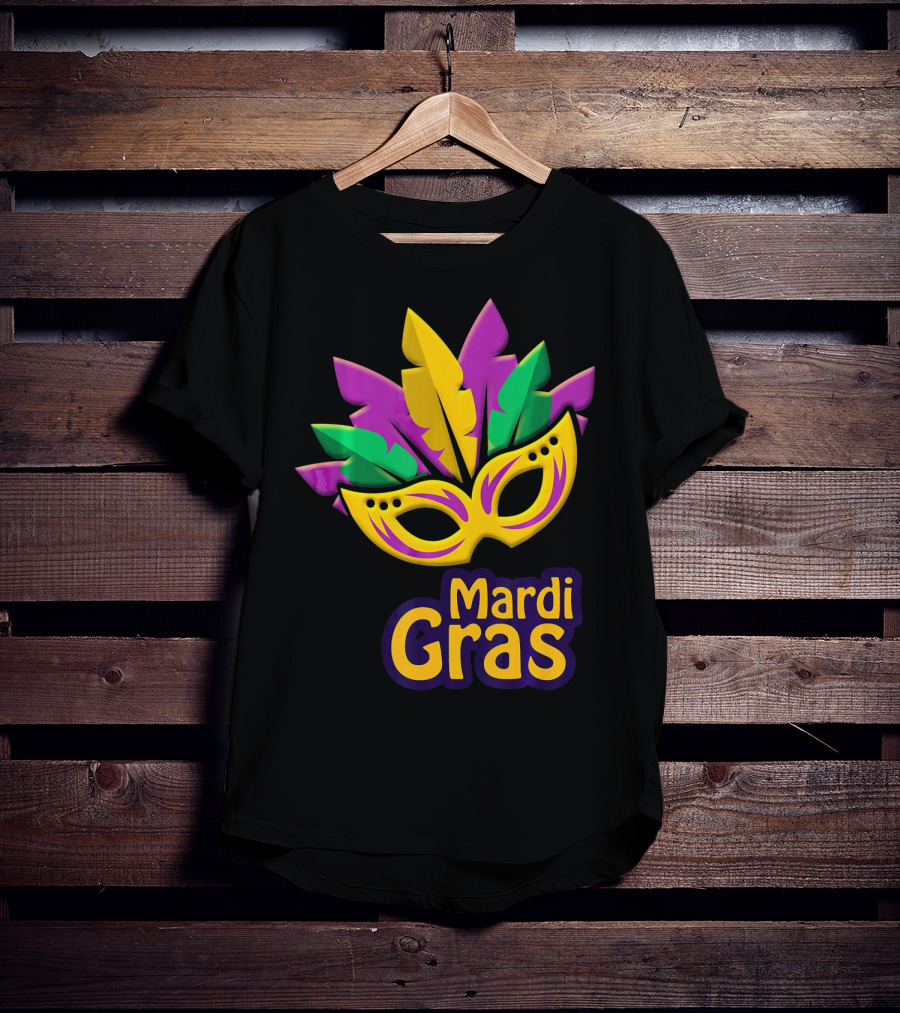 New Orleans Mardi Gras Feathered Mask Party T-Shirt