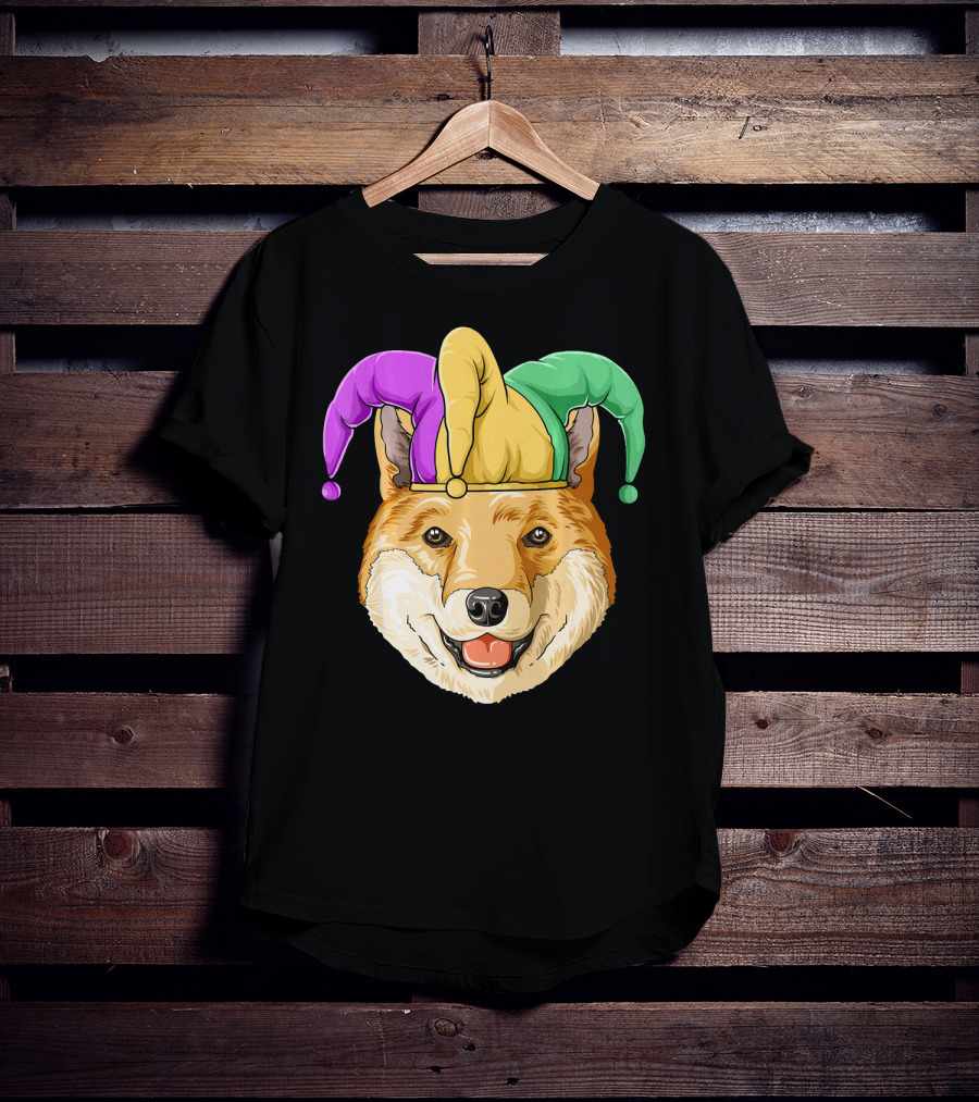 Mardi Gras Shiba Inu Jester Hat Carnival T-Shirt