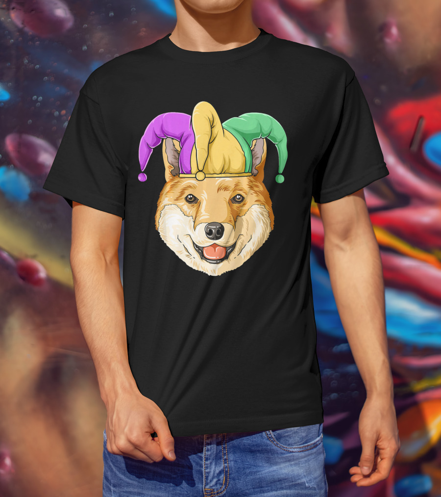 Mardi Gras Shiba Inu Jester Hat Carnival T-Shirt