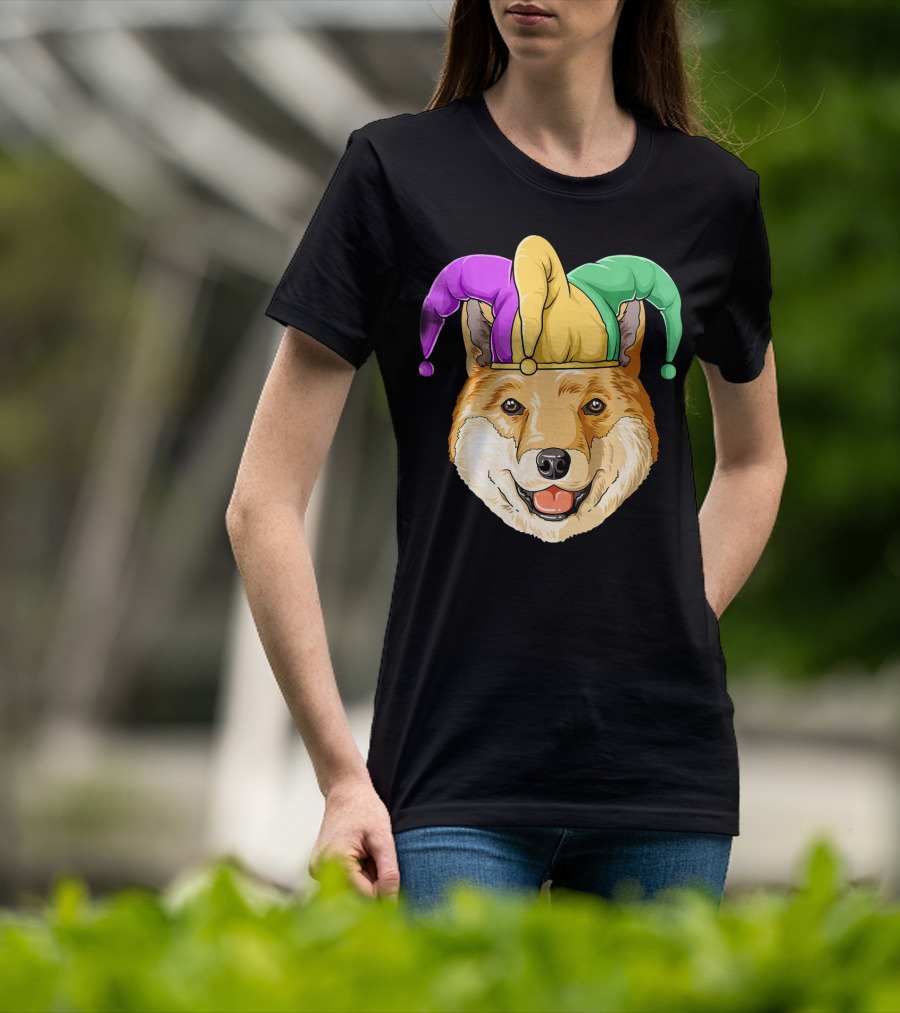 Mardi Gras Shiba Inu Jester Hat Carnival T-Shirt