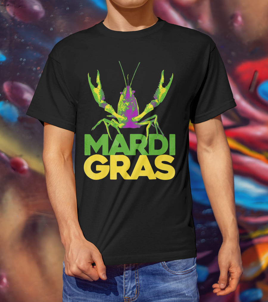 Mardi Gras Crawfish Vintage New Colorful T-Shirt