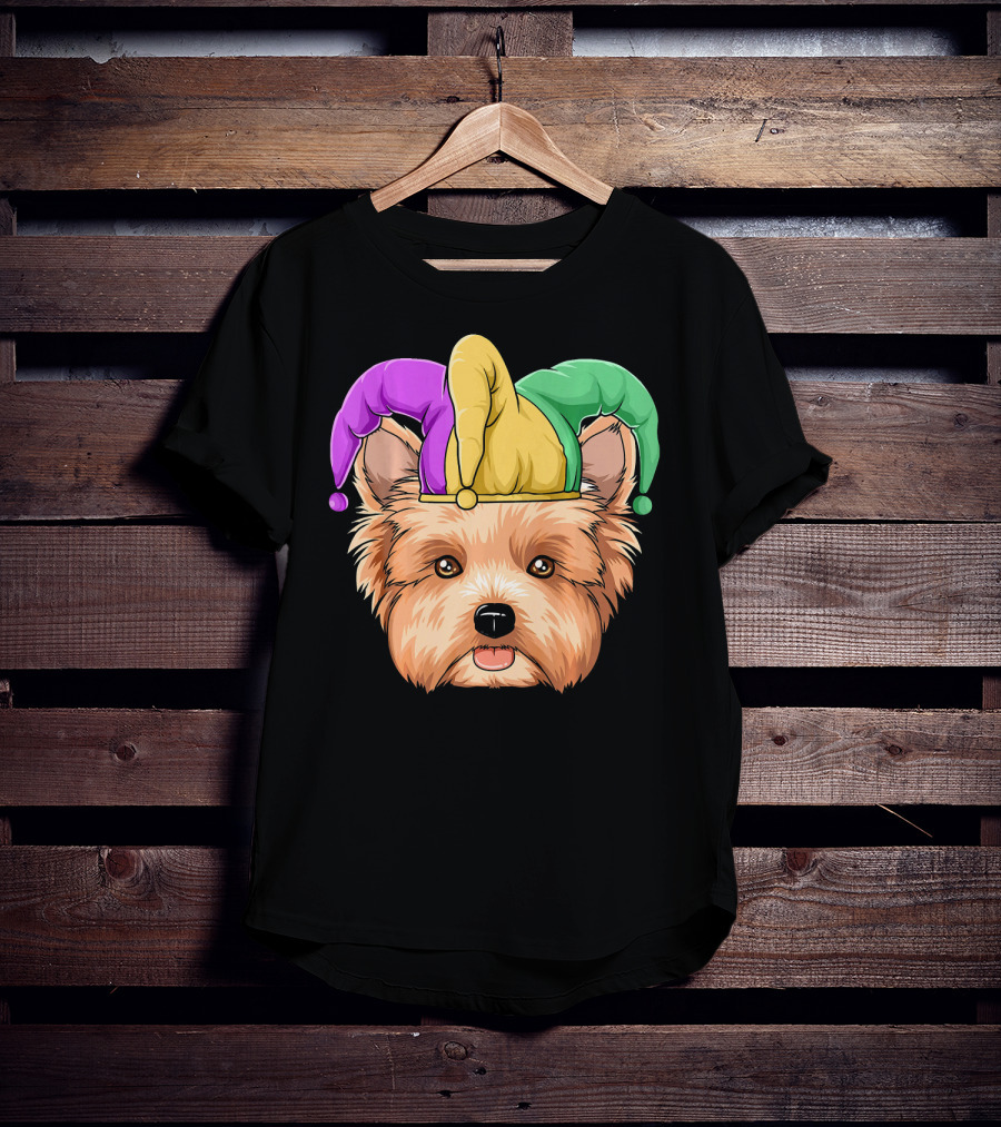 Mardi Gras Yorkshire Terrier Jester Hat Yorksh Carnival T-Shirt