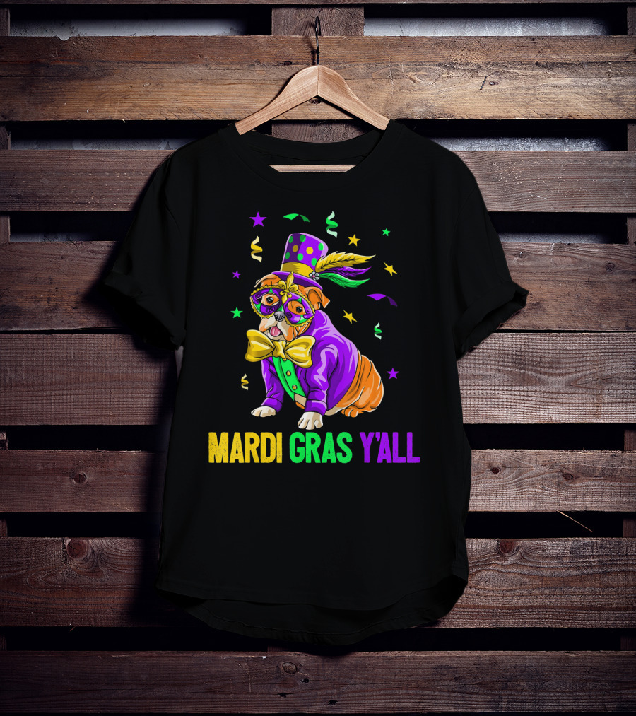 Bulldog Mardi Gras Y'all Celebration Festivities T-Shirt