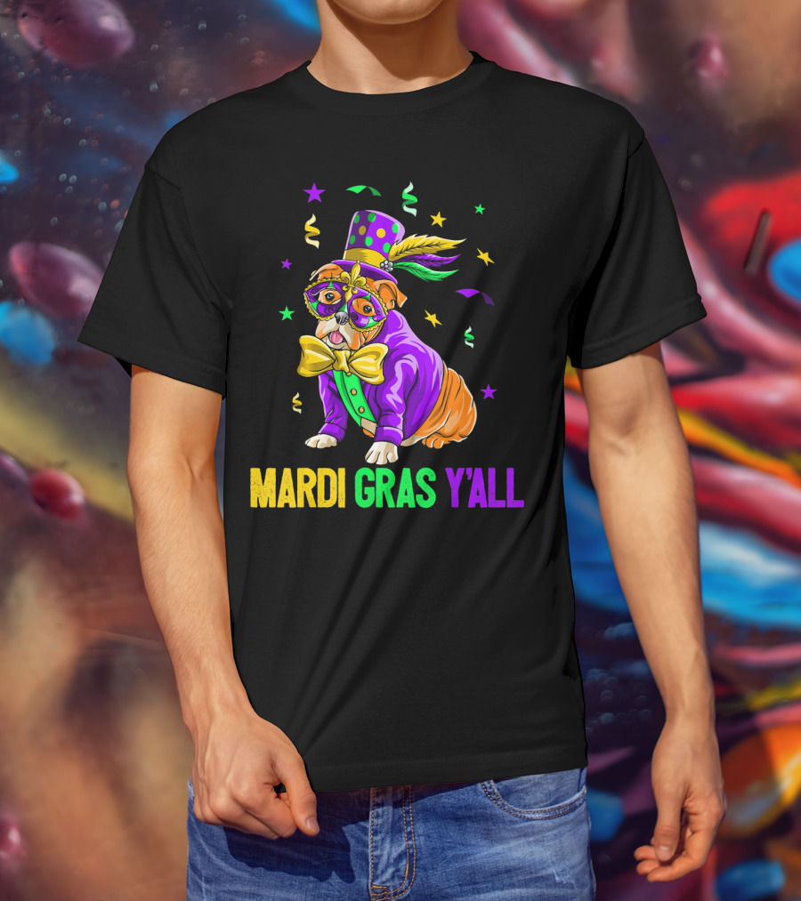 Bulldog Mardi Gras Y'all Celebration Festivities T-Shirt