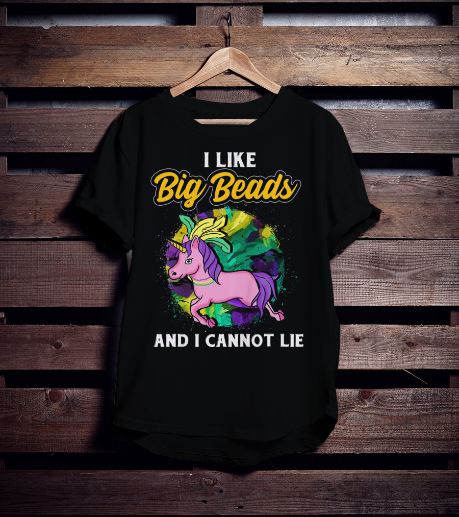 I Like Big Beads And I Cannot Lie Kids Funny Mardi Gras Pink And Pur T-Shirt