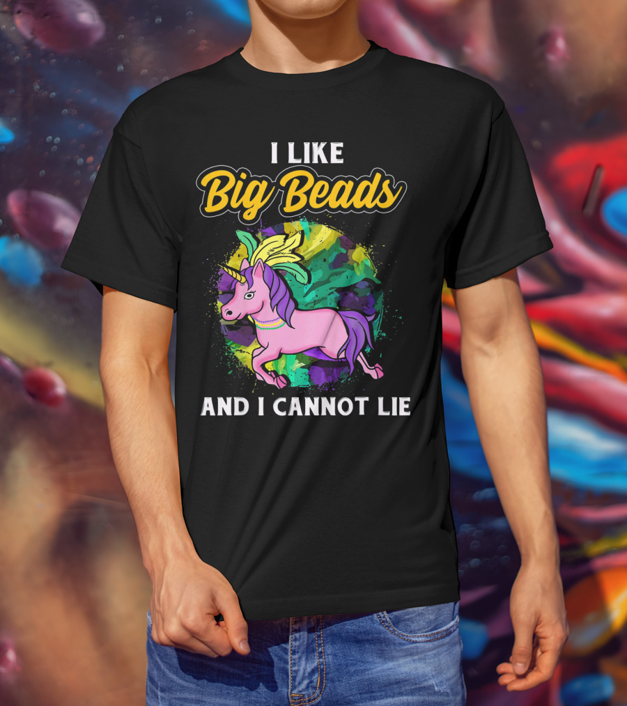 I Like Big Beads And I Cannot Lie Kids Funny Mardi Gras Pink And Pur T-Shirt